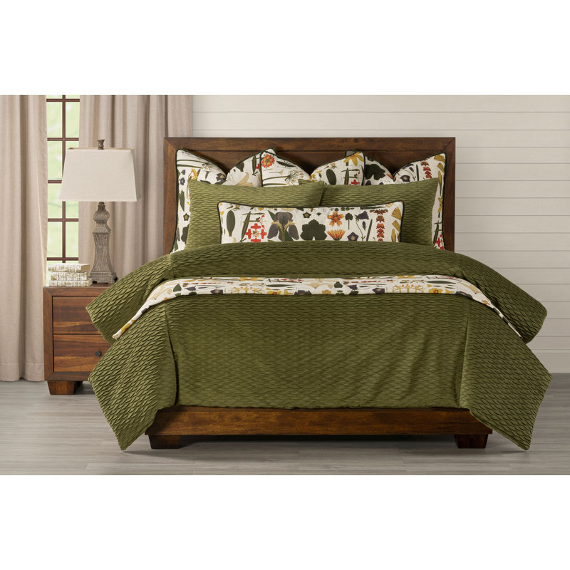 Smithsonian Pleated Velvet Olive Green Duvet Cover Insert Set Wayfair